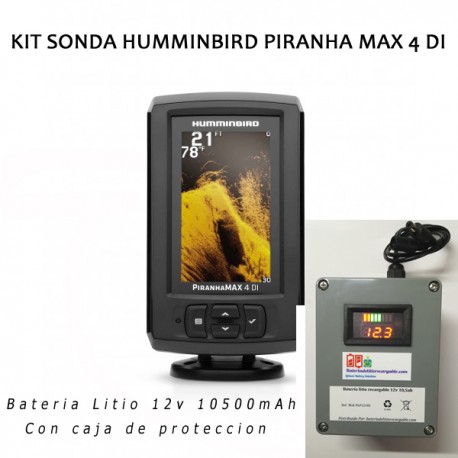 Kit sonda Humminbird Piranha Max 4 DI + caja estanca + bateria litio