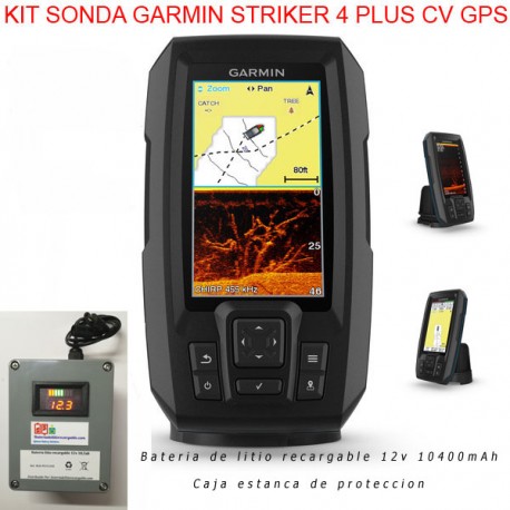 Kit sonda de pesca Garmin Striker Plus 4cv GPS + bateria itio + caja estanca