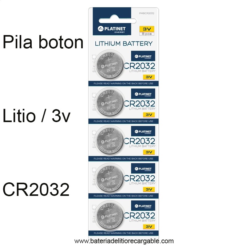 Pila de boton Litio Platinet CR2032 3v