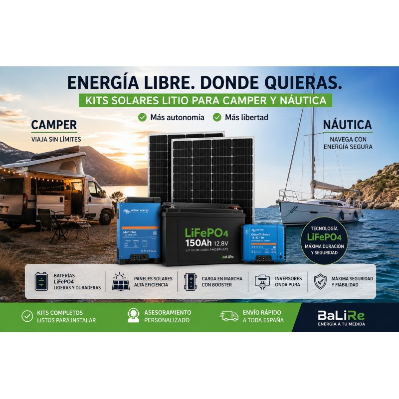 Kit Solar Camper LiFePO4 150Ah + Panel 400W + Booster 30A | BaLiRe