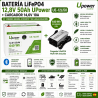 Pack Batería LiFePO4 12,8V 50Ah UPower + Cargador 14,6V 10A