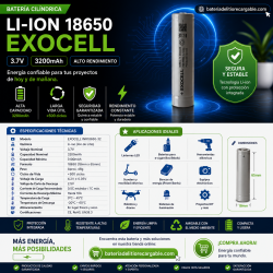 Bateria Li-ion 18650 3,7v 3200mAh Exocell