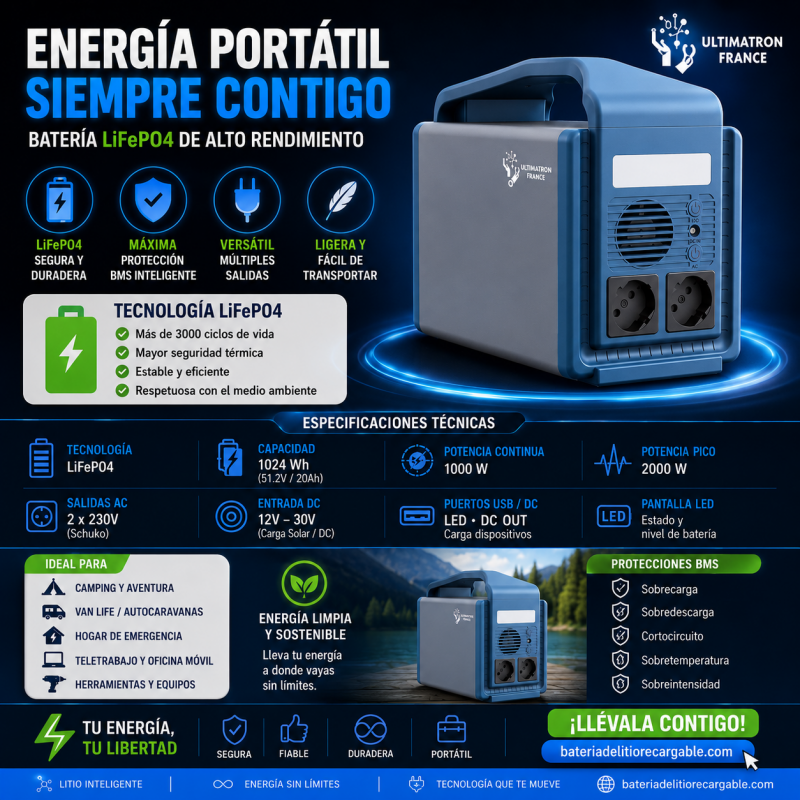 Estación de Energía Portátil Ultimatron 560Wh | BaLiRe