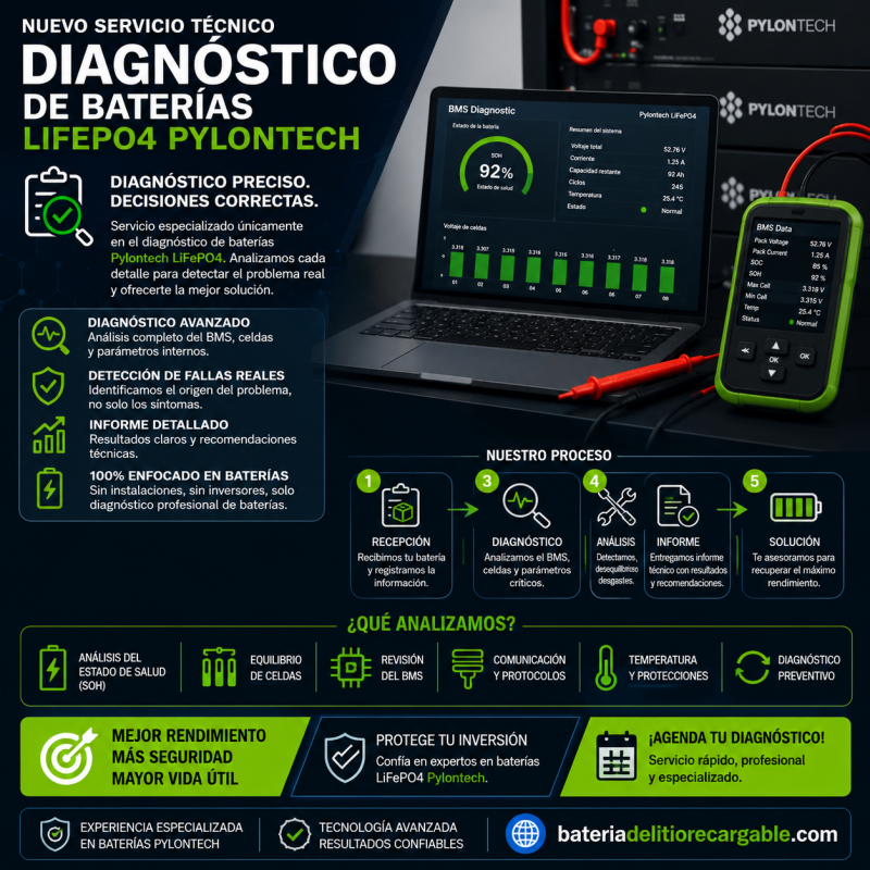 Diagnóstico de Baterías Pylontech LiFePO4 | Servicio Técnico Especializado