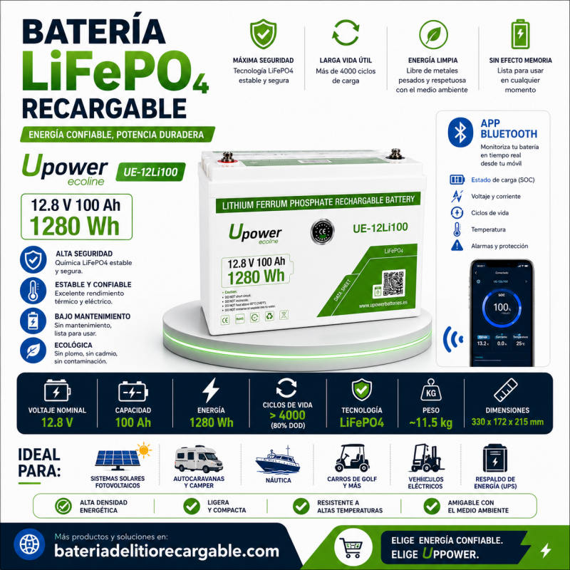 Bateria LiFePo4 12v 100ah Upower